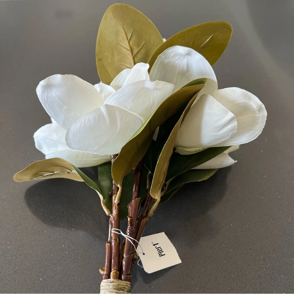 Pier 1 White and Green Faux Magnolia Bouquet